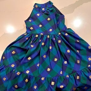 Janie and Jack green tartan dress with gold detail and petticoat. Size 6